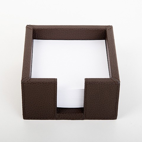 Notizzettelbox quadratisch, Leder in Hirsch-Optik, Mocca