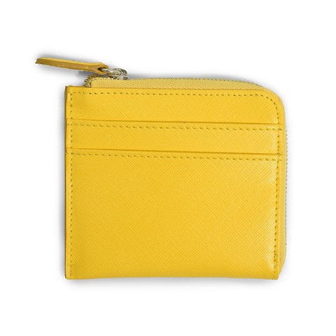 Portemonnaie mit Zip Leder Saffian (Calf) flach gelb