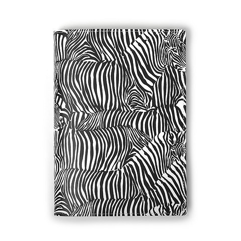 Buchhülle Leder A5 weiß Wildlife Edition Zebra