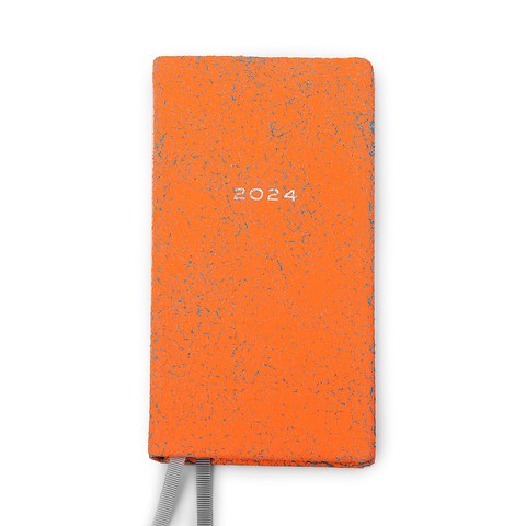 Taschenkalender 2024 mit Ledereinband Cracked Orange