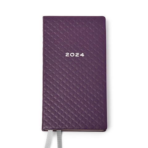 Taschenkalender 2024 mit Ledereinband Violett