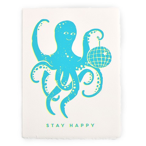 Grußkarte „Stay Happy' Bütten