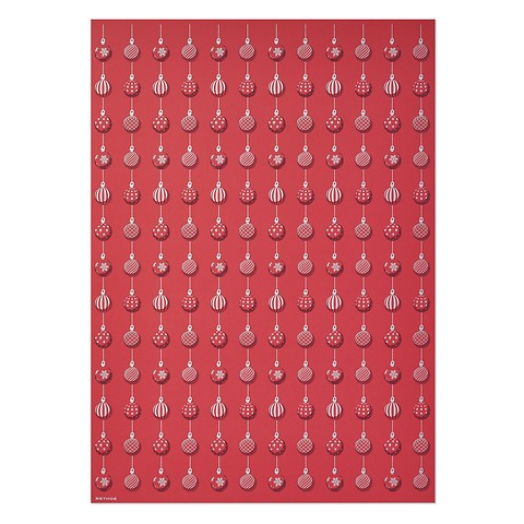 Geschenkpapier Weihnachtskugeln Silber/Rot 50 x 70 cm, 3 Bg.