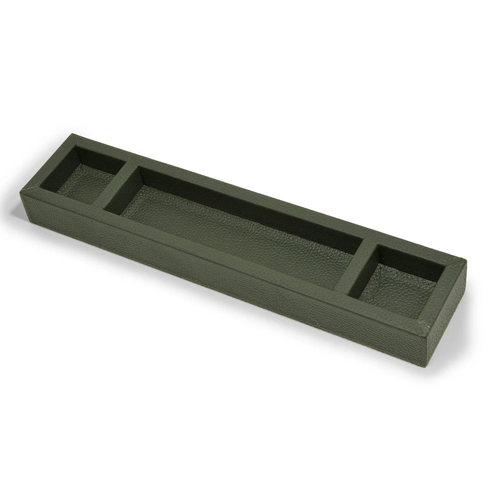 Stiftablage 3 Fächer Hirschoptik Leder Dunkelgrün