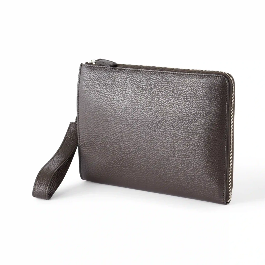 Pouch mit Reißverschluss Adri Leder Dunkelbraun