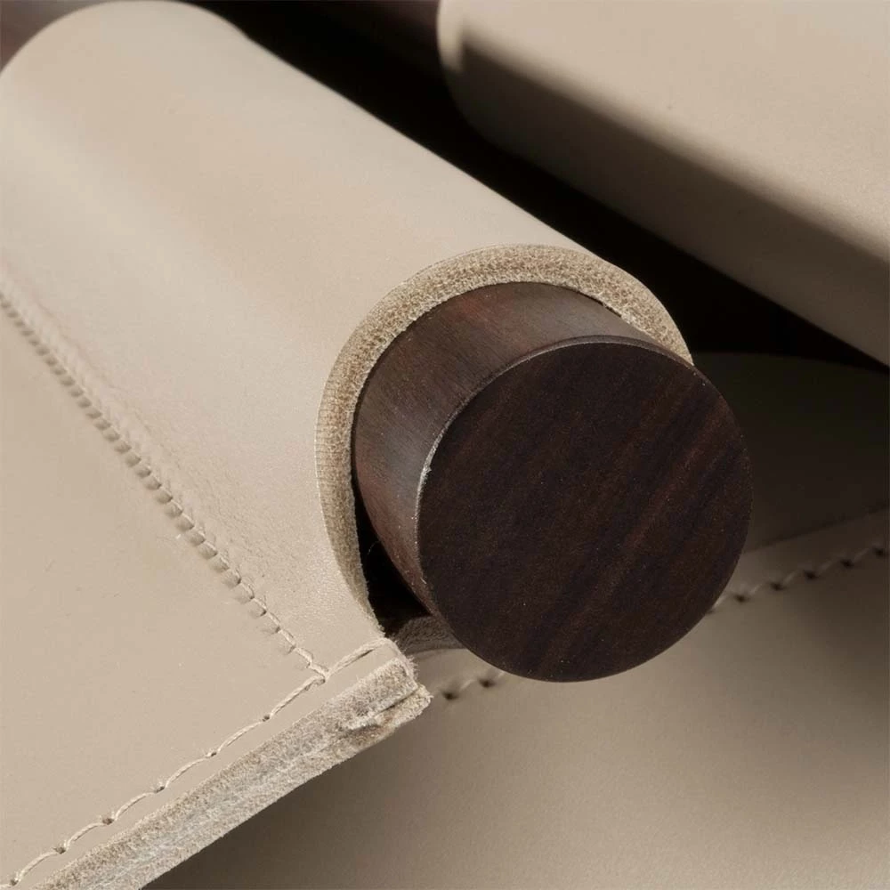 Kaminholzkorb Palisandergriff Leder Taupe