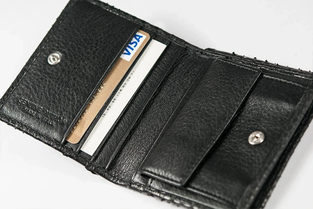 Portemonnaie mit Münzfach Leder Schwarz