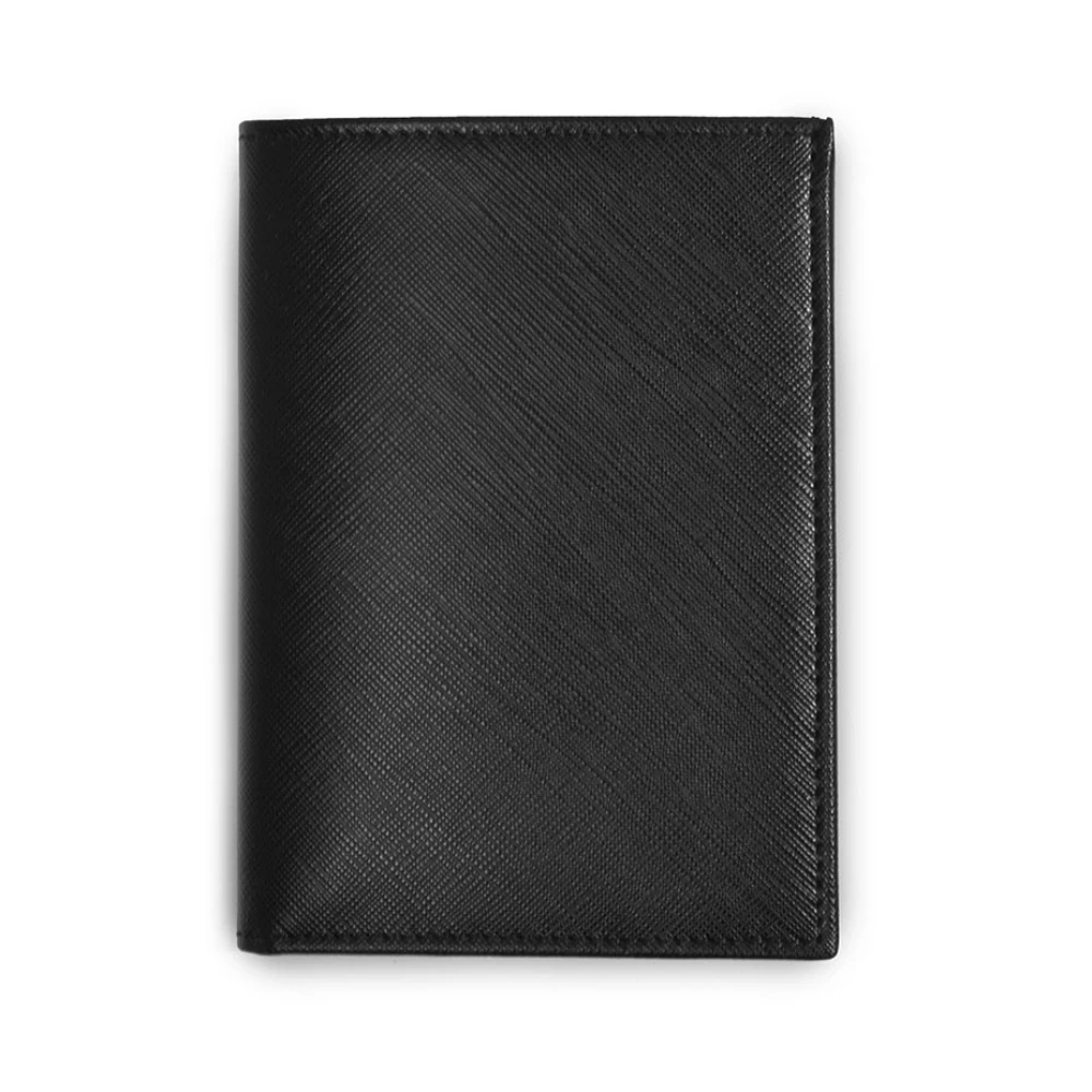 Brieftasche 16 Karten Leder Schwarz