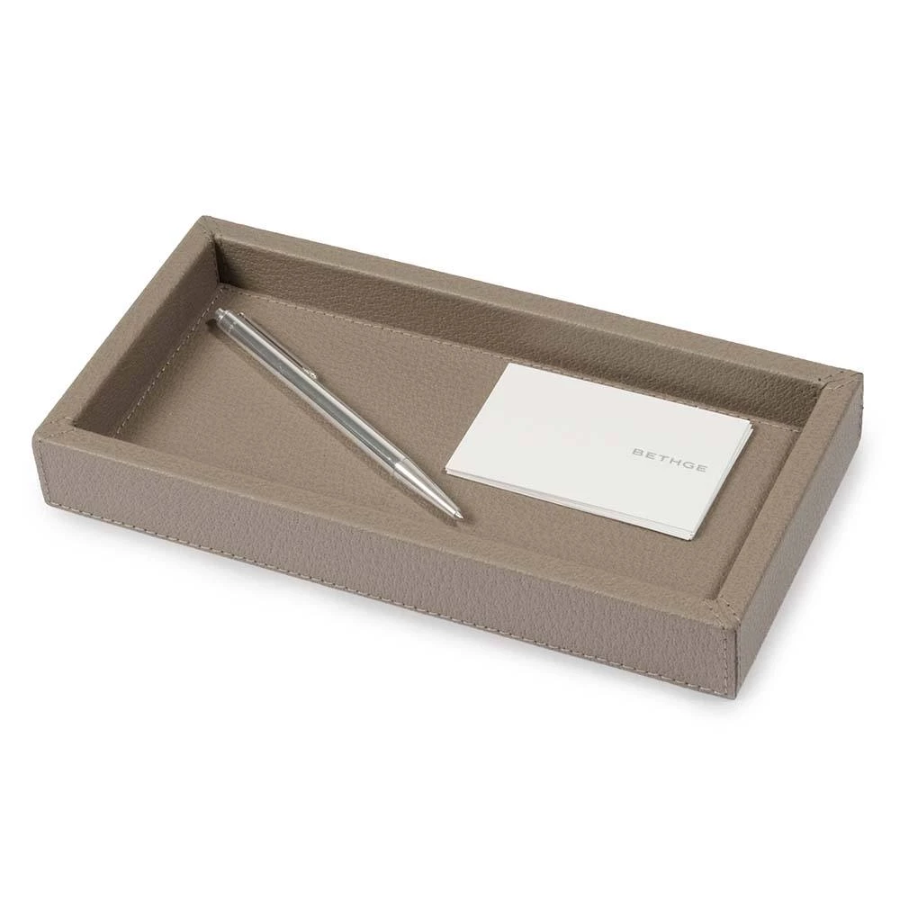 Tablett Boar 24x12 cm Leder Taupe