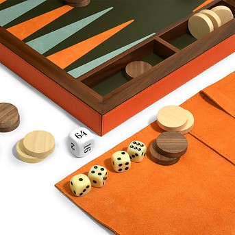 Produkt ansehen - Backgammon Spiel Leder orange