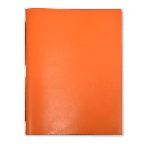 Gästebuch, 48 Blatt Büttenpapier, Leder, 28x38 cm, Orange
