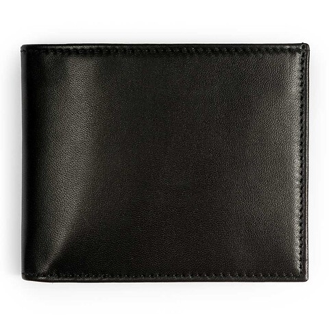 Brieftasche Leder Nappa quer 11,5x9,5 cm schwarz
