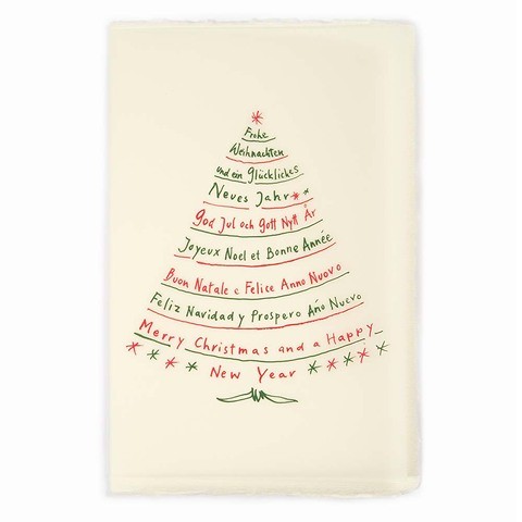 Weihnachtskarte Textbaum grün/rot Büttengruß Diplomat