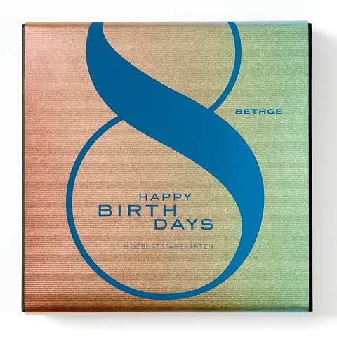 Grußkarten-Set Happy Birthdays Quadratisch mit 8 Klappkarten