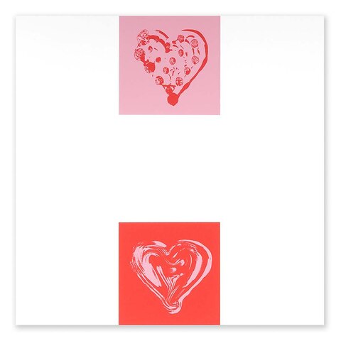 Grußkarte Double Heart pink/rosa quadratisch smooth white