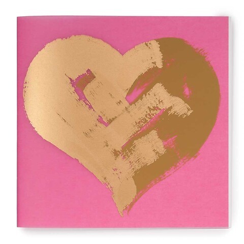 Grußkarte Barbie Heart gold auf rosa quadratisch