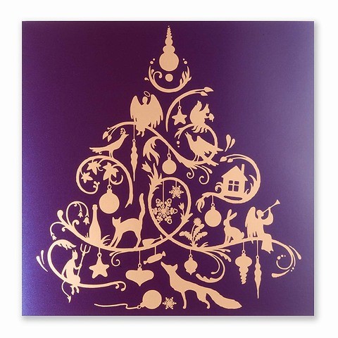 Weihnachtskarte Fairy Tale quadratisch 21x21 dunkelviolett