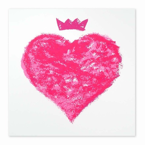Grußkarte Queen of Hearts neonpink 21x21