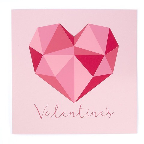 Grußkarte Herz Polygon Valentines pink quadratisch