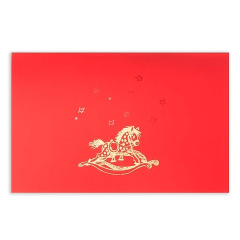 Weihnachtskarte Schaukelpferd Pure Samt rot Diplomat