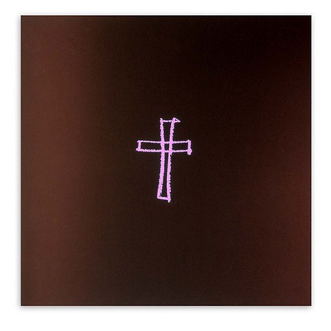 Grußkarte Kreuz gezeichnet Pure Samt braun rosa quadratisch