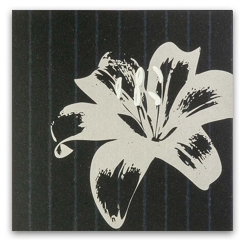 Grußkarte Lilie auf Nadelstreifen quadratisch