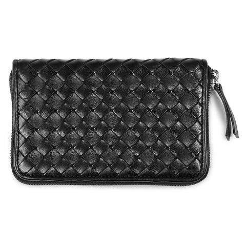 Portemonnaie mit Zip Leder Quattro 15x10 cm schwarz