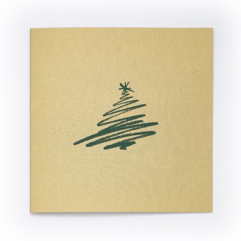 Weihnachtskarte Tannen-Schwung grün quadratisch
