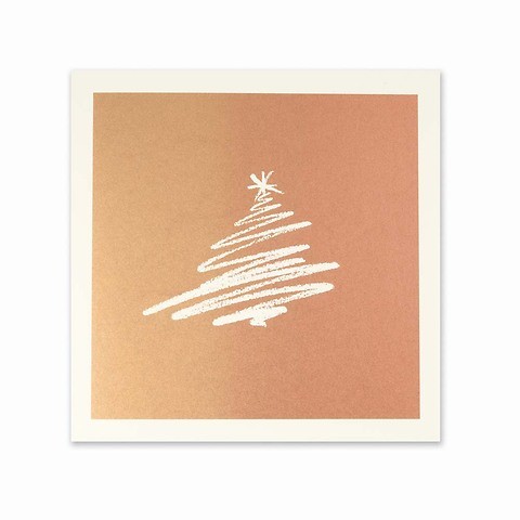 Weihnachtskarte Tannen-Schwung bronze quadratisch