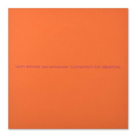 Grußkarte Geburtstag Text international quadratisch orange