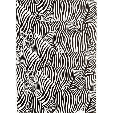 Geschenkpapier Zebra schwarz-weiß 50 x 70 cm, 3 Bögen