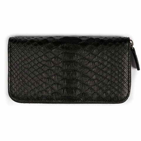 Portemonnaie mit Zip Leder Python 19x10 cm