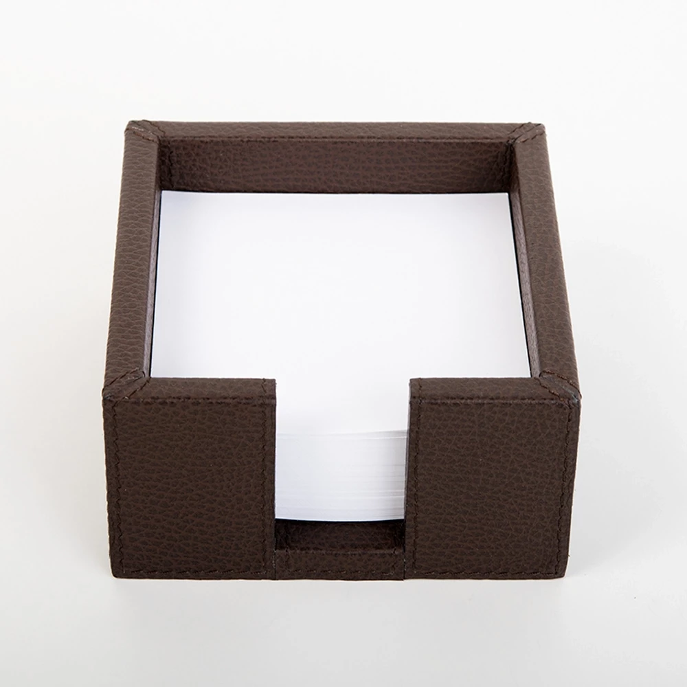 Notizzettelbox quadratisch in Hirsch-Optik Leder Mocca