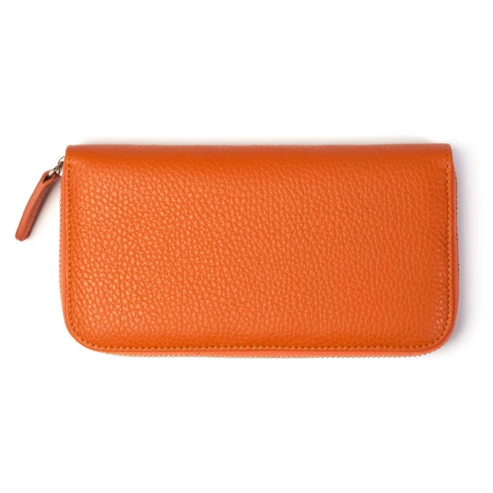 Portemonnaie Groß mit Zip Adri Leder Orange