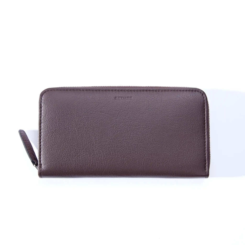 Portemonnaie mit Zip Leder Braun