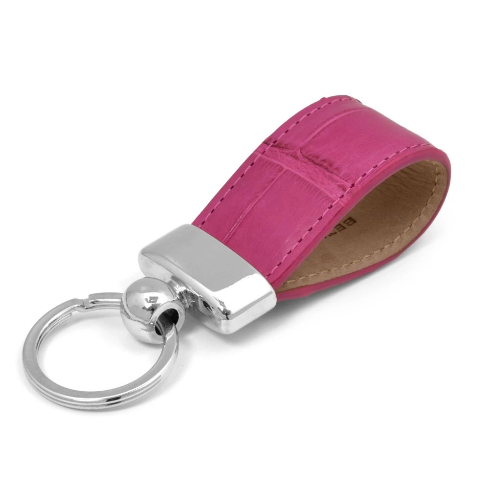 Schlüsselanhänger Alligator Leder Pink