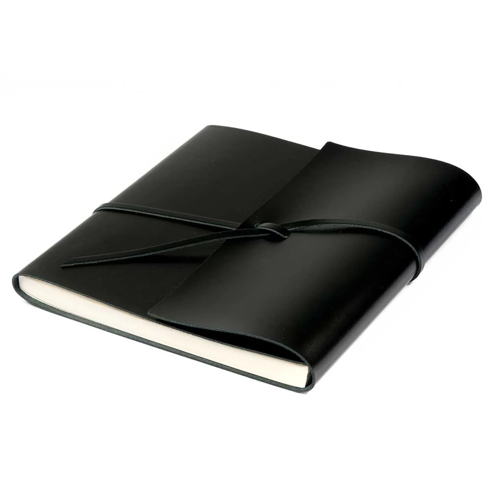 Gästebuch mit Band Leder Schwarz