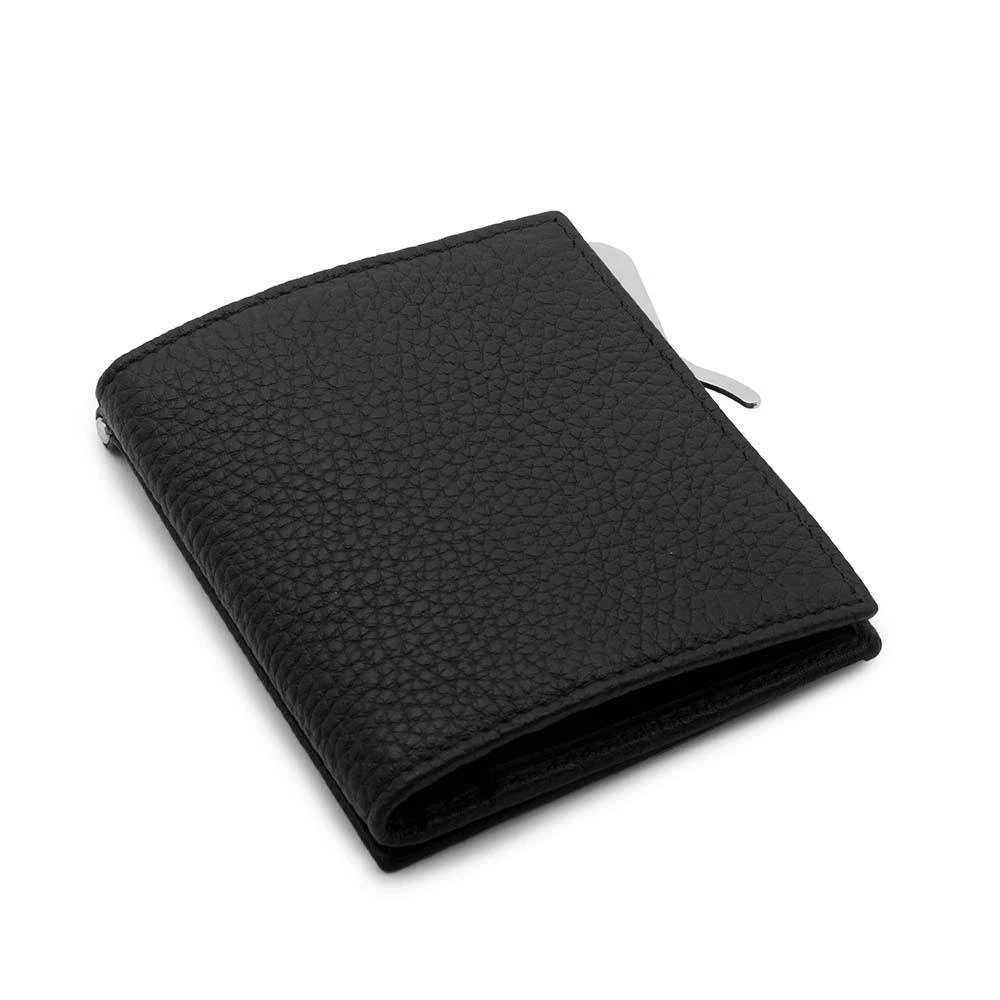 Portemonnaie mit Münzfach Leder Schwarz