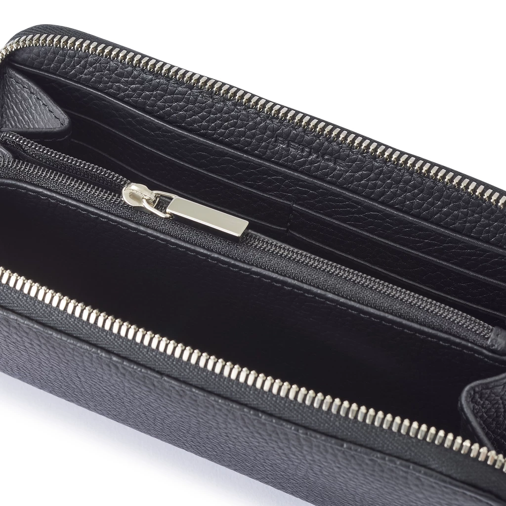 Portemonnaie Groß mit Zip Adri Leder Schwarz