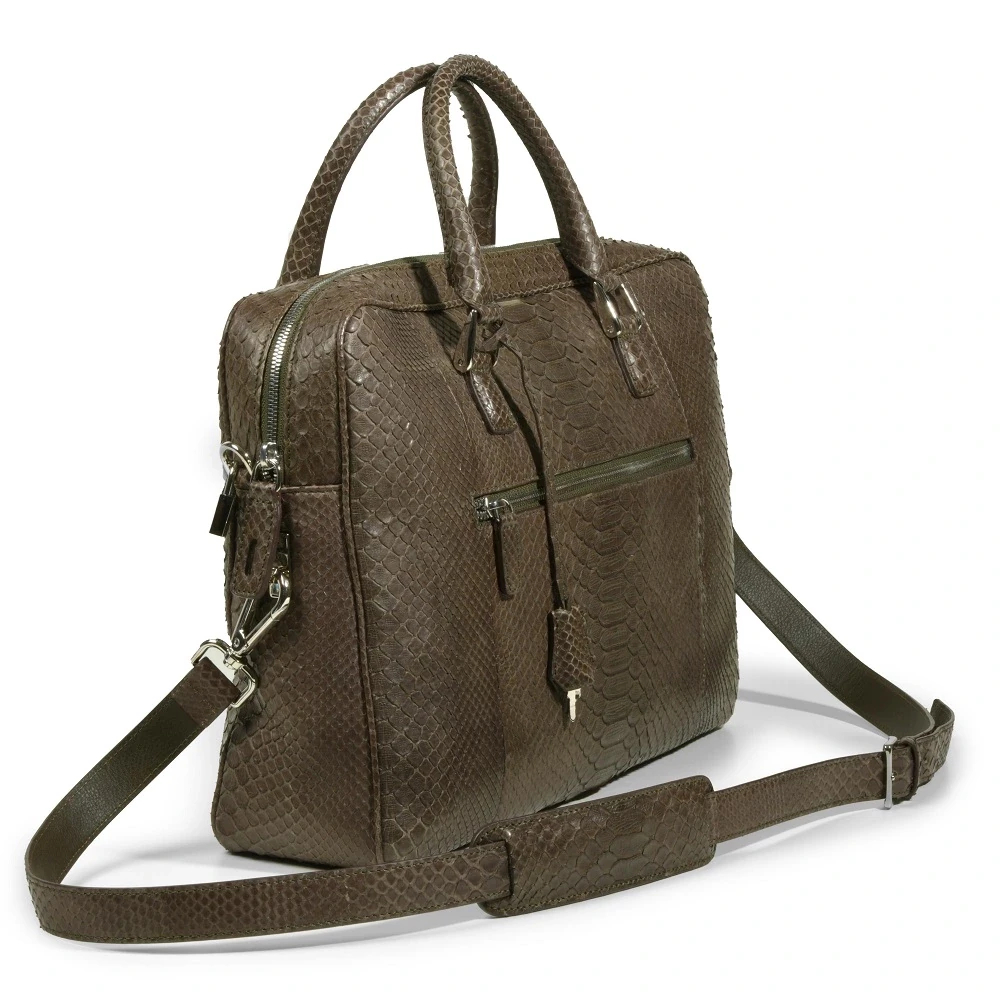Aktentasche Python Leder Olive