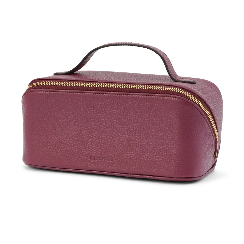 Kosmetiktasche Adri Leder Aubergine