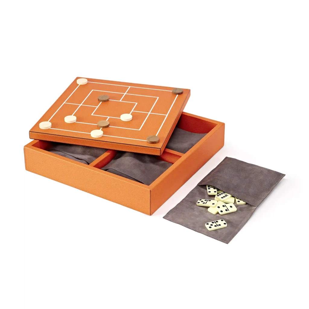 Spielesammlung 4 Spiele Leder Orange