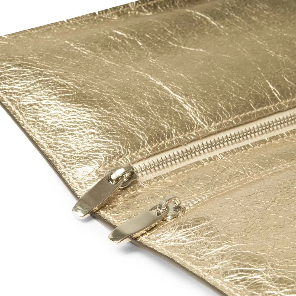 Pochette mit Band Leder Gold