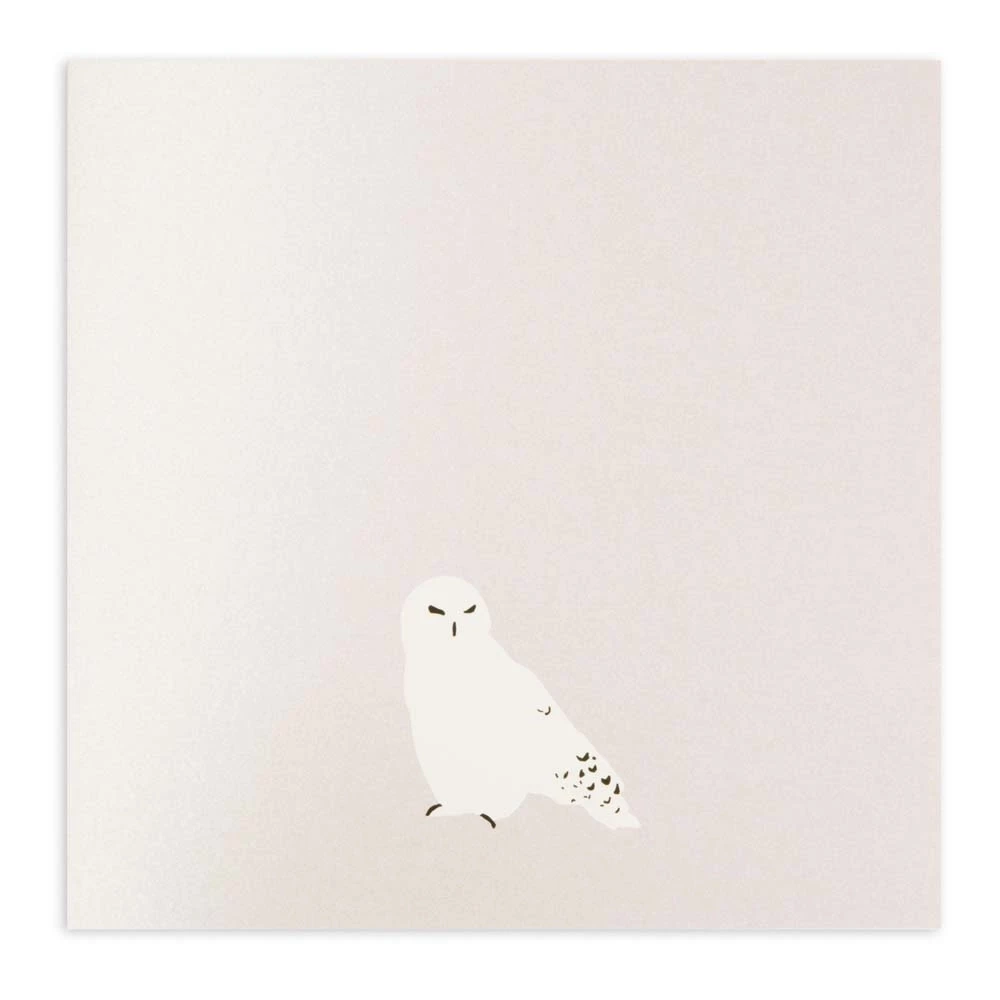 Weihnachtskarte Schneeeule Perlmutt