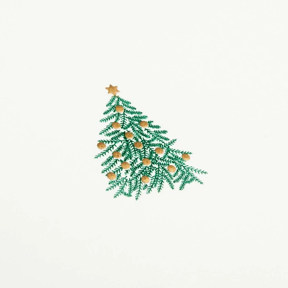 Weihnachtskarte Tanne Stahlstich