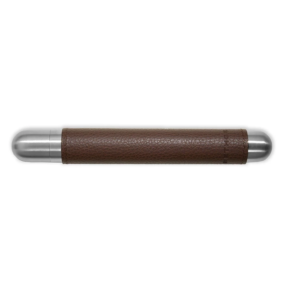 Taschenhumidor Hirschoptik Leder Moccabraun