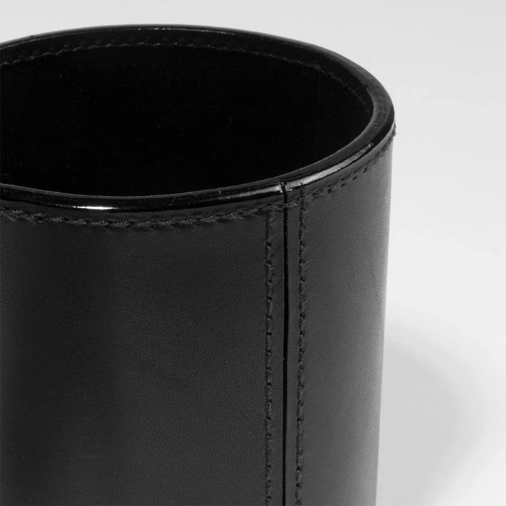 Stiftebecher Rund Leder Schwarz