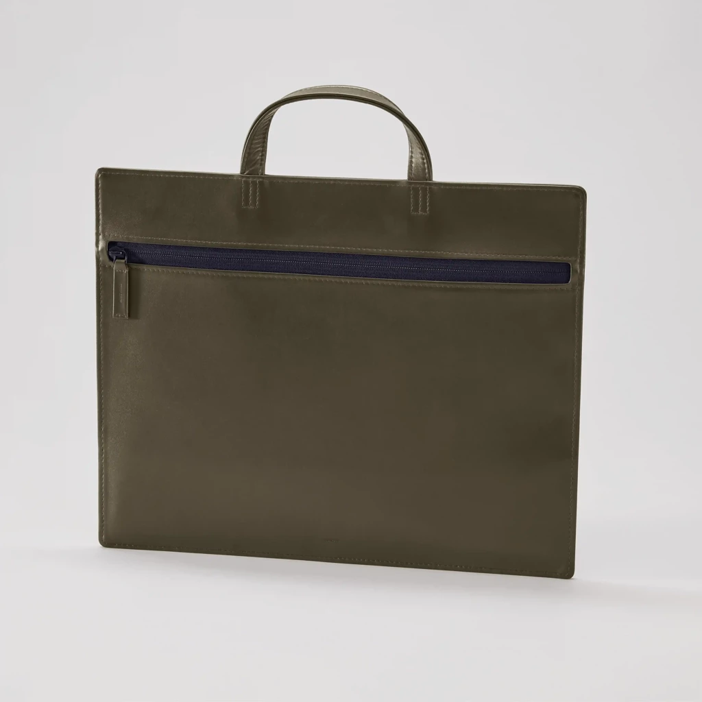 Treuleben Schultertasche schmal Leder Dunkelgrün