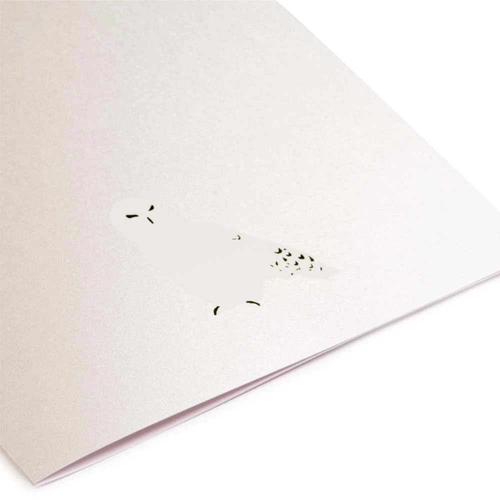 Weihnachtskarte Schneeeule Perlmutt