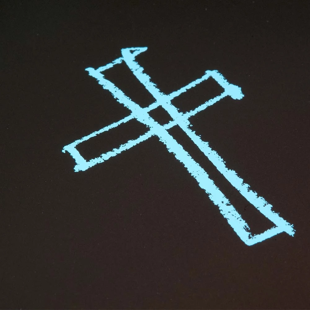 Grußkarte Kreuz gezeichnet Pure Samt Braun Hellblau